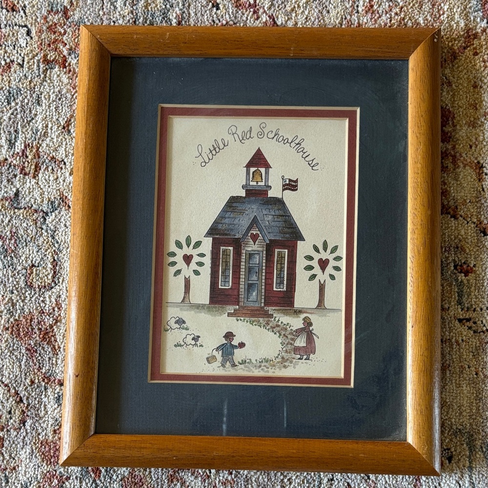 Framed Little Red Schoolhouse Art